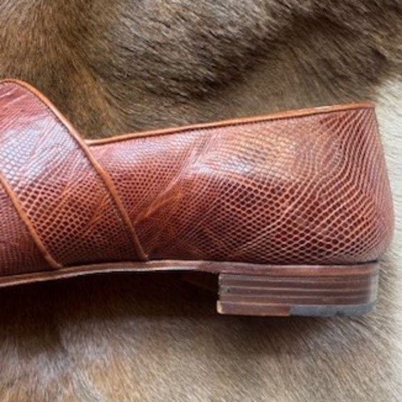 Brown Lizard Leather DANIELE FERRADINI Dress Loafers 11.5 [VINTAGE - NEVER WORN] - Picture 4 of 11